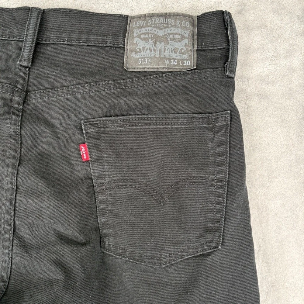Levi's 513 Mens 34x30 (Fit 35x29.5) Black Slim Straight Leg Stretch Denim Modern